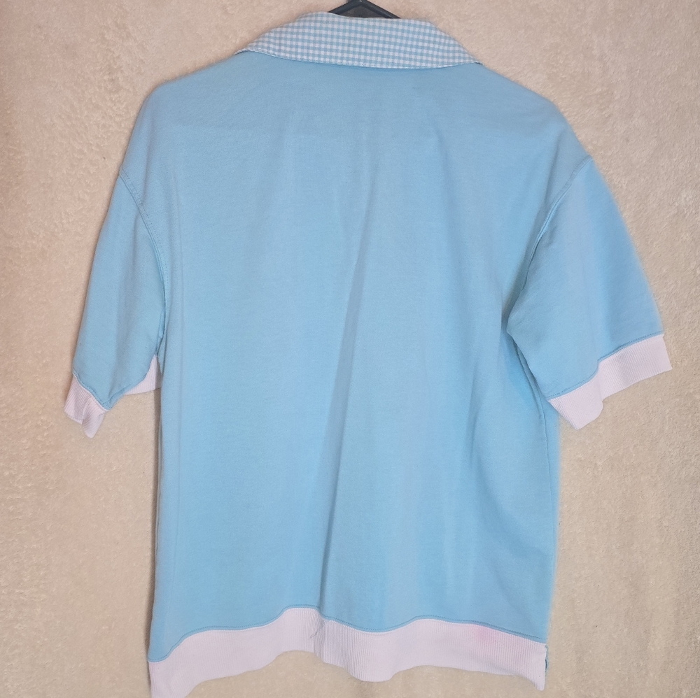 Vintage Catalina Woman's Blue Polo Blouse Shirt Size Large - Picture 4 of 11